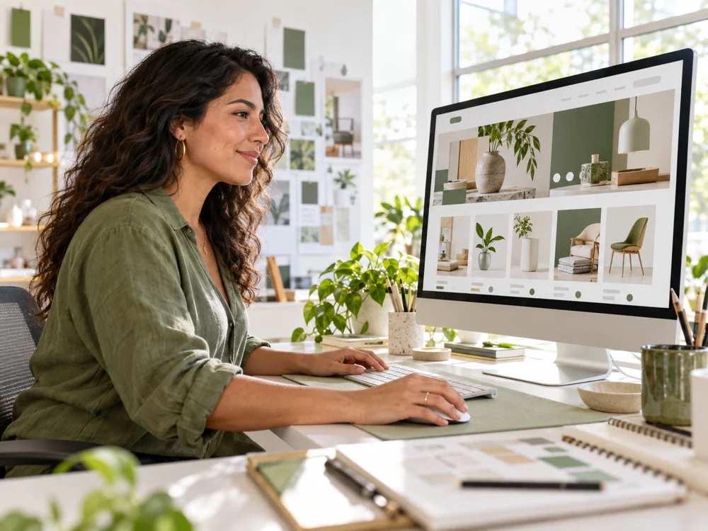 Illustrative image of a designer working on a website